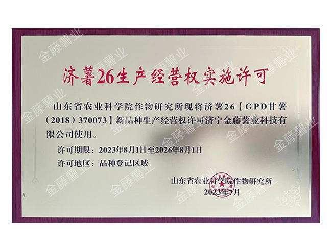 濟薯26生產(chǎn)經(jīng)營(yíng)權實(shí)施許可